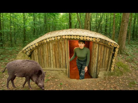 I Built A Secret Hidden Underground Tunnel Shelter From A Wild Boar / Bushcraft ASMR
