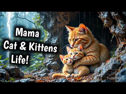 Brave kitten gets help from rabbit during forest trip 🐈🐱 Mama Cat And Kitten Story #cute #cats