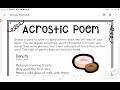 Exploring Acrostic Poems