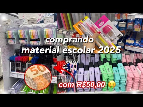 COMPRANDO MATERIAL ESCOLAR 2025 COM MENOS DE R$50,00 🤑