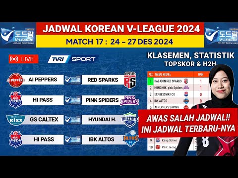 Jadwal Liga Voli Korea 2024: Red Sparks vs A Peppers - Klasemen Terbaru - Jadwal Red sparks