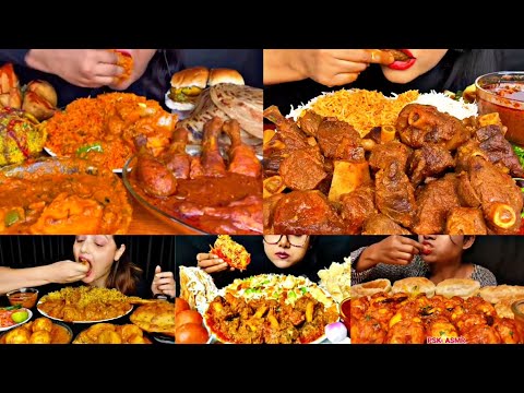 ASMR EATING SPICY CHICKEN CURRY, MUTTON CURRY, EGG CURRY | BEST INDIAN FOOD MUKBANG |Foodie India|