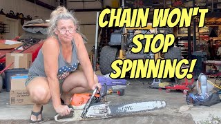 That's Dangerous! Commercial Customers 72.2 cc Stihl MS462 Chain Suddenly Won't Quit Spinning!