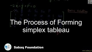The Process of Forming simplex tableau