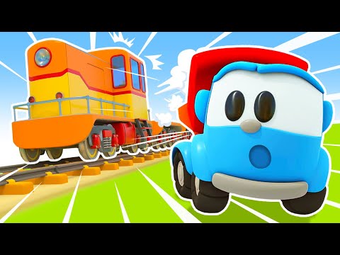 Car cartoons & car cartoon full episodes - Leo the Truck & train station for trains.