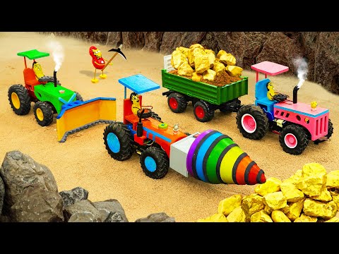 Diy tractor making mini Rainbow Drill machine  | Construction Vehicles, Bulldozer truck