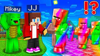 Mikey and JJ PAINT POOR Village to RAINBOW RICH in Minecraft - Maizen JJ and Mikey