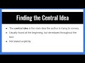 Exploring the Central Idea in Texts