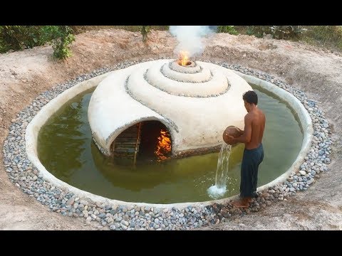 Build Secrete Underground Snail House & Swimming Pool Around House . Full Video
