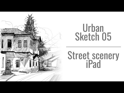 Urban sketch on iPad - How to draw street scenery