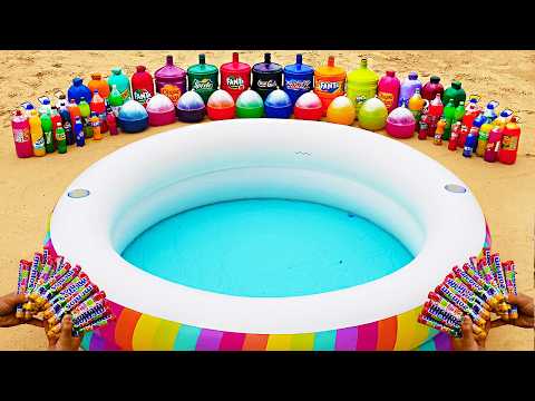 Water Slide Experiment: Giant Eruption from Rainbow Big Pool, Giant Coca Cola, Fanta vs Mentos