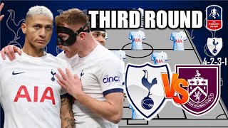 TOTTENHAM VS BURNLEY | TOTTENHAM HOTSPUR POTENTIAL STARTING LINEUP FA CUP 2024 | THIRD ROUND