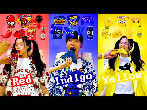 COLOR FOOD MUKBANG🔥 [Red🦑 • Indigo🥶 • Yellow🧀]