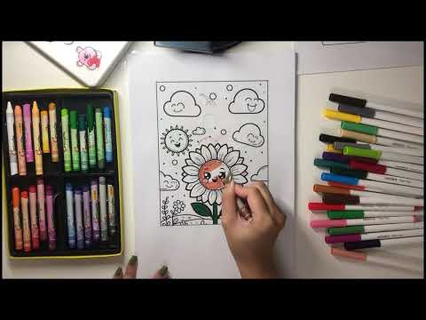 Color the picture of a flower with clouds