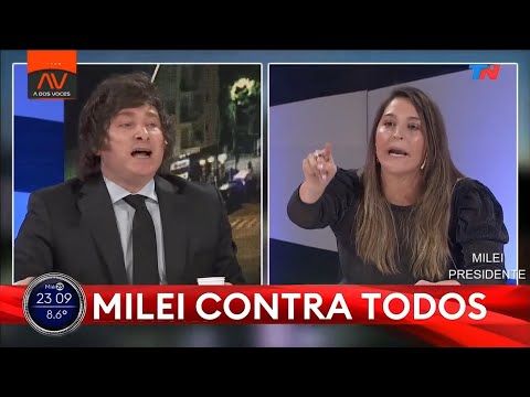 Milei debate con una kirchnerista y se cruza con la zurda Manuela, TN- 25/08/21