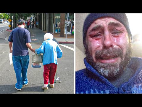Homeless Man Helps Old Lady Carry Groceries Home, Next Day Learns Store Owner Is Looking For Him
