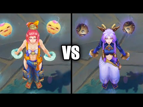 Spirit Blossom Springs Yunara vs Original Base Yunara Skin Comparison (League of Legends)