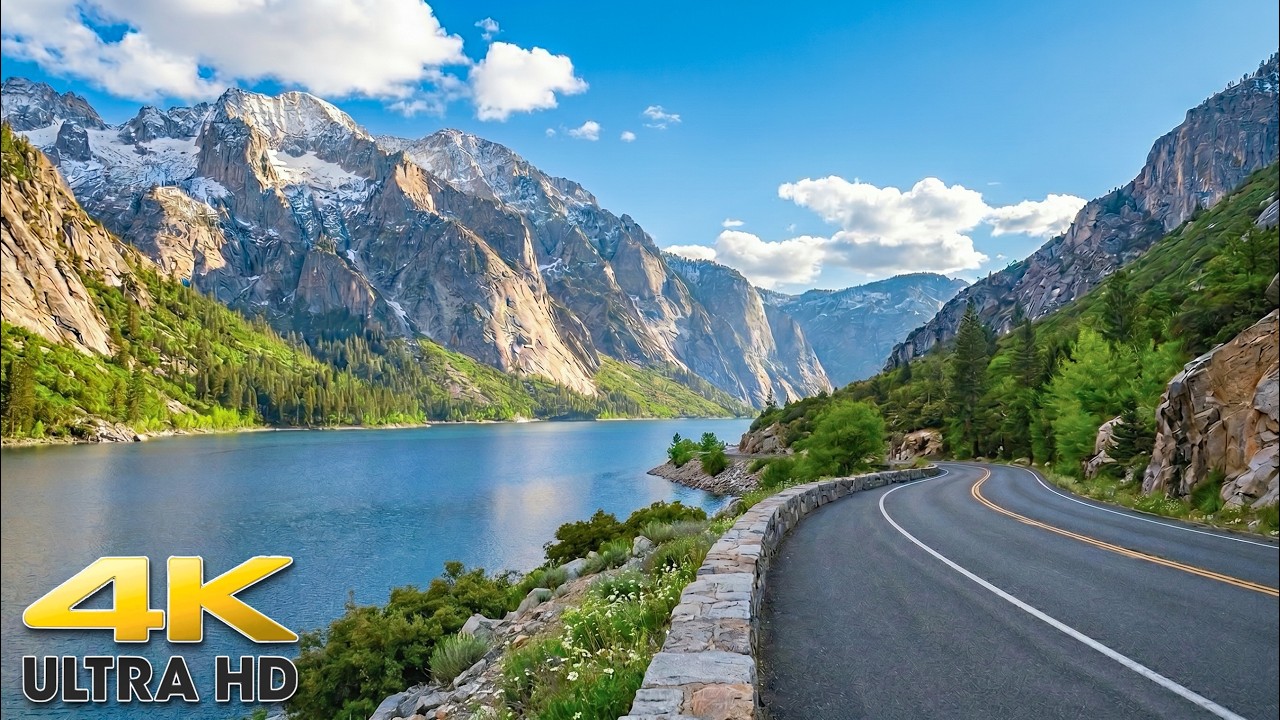 Sierra Nevada Mountain Secnic Drive on June Lake Loop California 4K