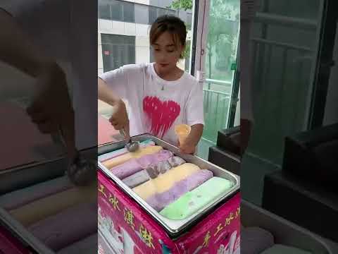 Ice Cream Rolls N1| ice cream | ice cream on Street-رول آيس ك#MyYouTubeRecipe#Shorts