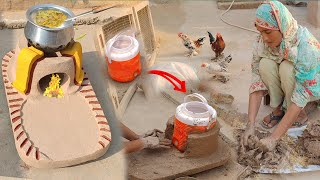 Most Beatifull clay stove | mitti ka chulha banane ka tarika |fire stove |Primitive Skills |DIY IDEA