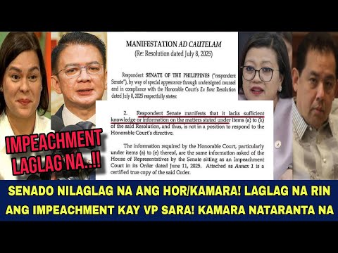 IMPEACHMENT NILAGLAG NA NG SENADO! KAMARA WALANG DOKUMENTO IPRESENTA SA KORTE?