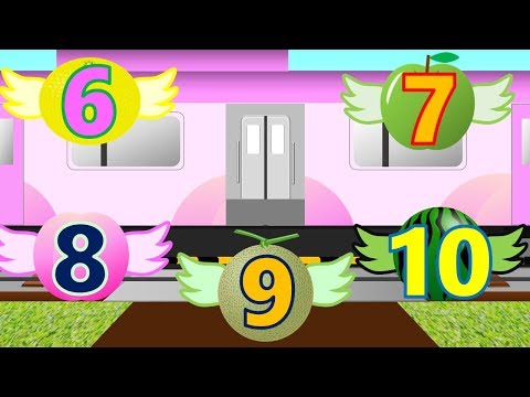 Learn Numbers with fruit train for kids | 数を英語で学習 | こども踏切アニメ