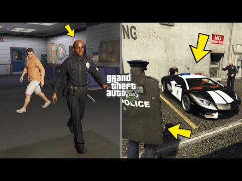 Follow this cop in GTA 5 to get the police lamborghini, uniform & shield!