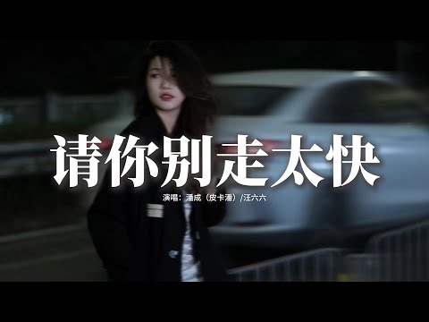 潘成（皮卡潘）/汪六六 - 請你別走太快『My heart move move 跳太快，腦海who who 已空白，你一步步走過來，心都被你收買。』【動態歌詞MV】