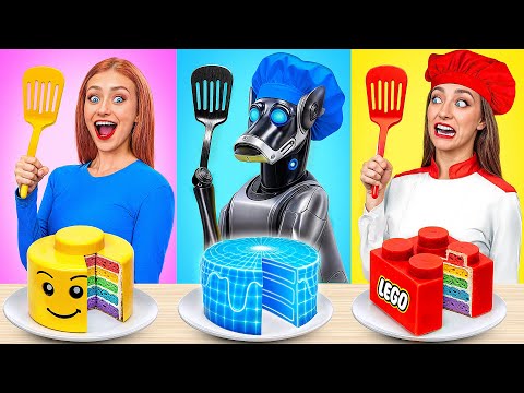 Reto De Cocina Yo vs Abuela Con perro robot | Desafíos De Comida Divertida de Multi DO Smile