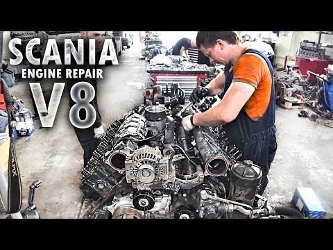 SCANIA V8 16L - ENGINE REPAIR - СБОРКА ДВИГАТЕЛЯ