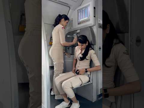 Moment Pramugari Cantik Super Air Jet duduk dan Memakai Sabuk Pengaman Dalam Pesawat