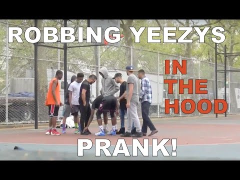 ROBBING YEEZYS IN THE HOOD PRANK!