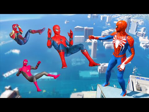 GTA 5 Water Ragdolls Team Spiderman Jumps/Fails (Euphoria Physics | Funny Moments) #3