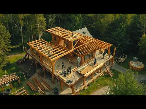 How to build a beautiful wooden house - Amazing woodworkers teamwork by Zoom In Process