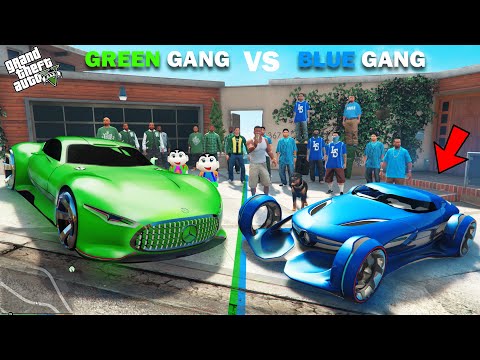 Shinchan Green Gang Vs Franklin Blue Gang Futuristic Car Challenge In GTA 5!