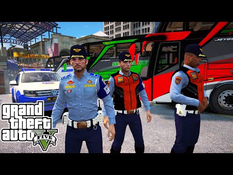 Patroli Dishub Parkir Liar Sampai Masuk Terminal Bus || GTA 5 Mod Polisi Indonesia