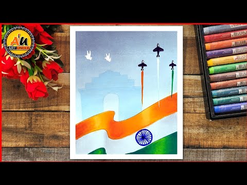 How to Draw |Easy Republic Day | Independence Day | Oil Pastels Drawing | Step by Step-Tutorial