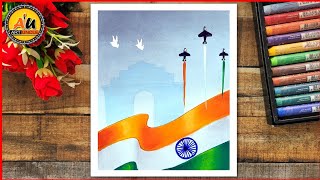 How to Draw |Easy Republic Day | Independence Day | Oil Pastels Drawing | Step by Step-Tutorial
