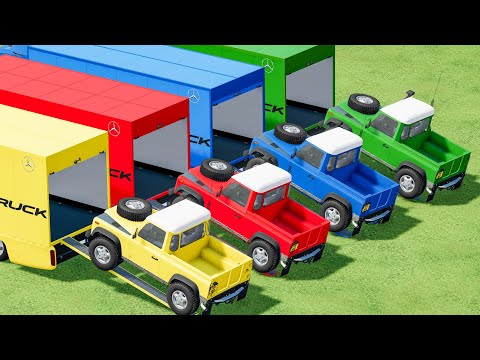 GARAGE OF COLORS ! MINI JEEP CARS TRANSPORTING! Farming Simulator 22