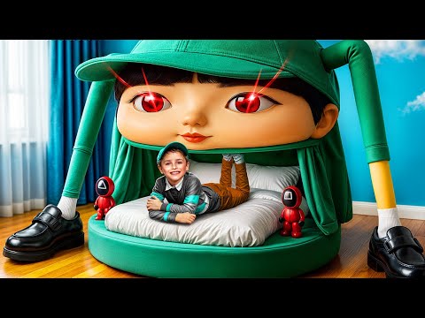 Zbudowaliśmy Mały domek z Lalką ze Squid Game! Mini domek Chłopca ze Squid Game w Prawdziwym Życiu!