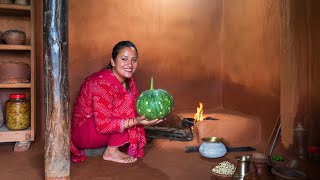 कान्छीको भान्सामा बुहारीले फर्सी र बोडी पकाउँदै || Pumpkin and Beans Curry || Kanchhikitchen
