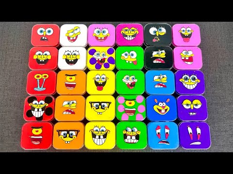 Rainbow Slime ASMR 🌈 SpongeBob SquarePants Clay & Square Coloring | Patrick, Plankton & More!