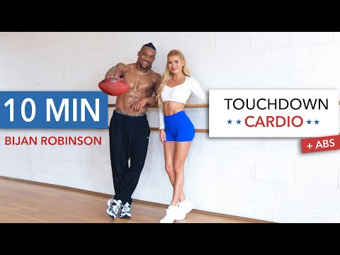 10 MIN TOUCHDOWN CARDIO with Bijan Robinson - no jumping, quick feet, calorie burner I  Bonus: Abs