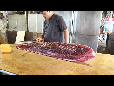 Unbelievable Cutting Skills on a Giant Bluefin Tuna!   #knifeskills  #seafood  #satisfying