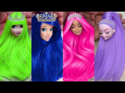 NEW COOL Hairstyle for DOLL! DIY Miniature Ideas for Barbie Doll Transformation ~ Wig, Dress Makeup