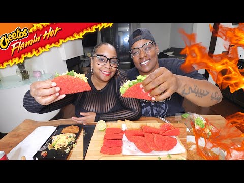 HOMEMADE FLAMIN HOT CHEETO FRIED TACOS!