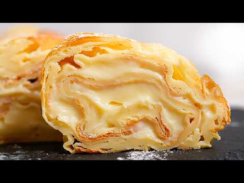 Тесто просто выливаю в противень! САМЫЙ простой и ВКУСНЫЙ рулет с заварным кремом!