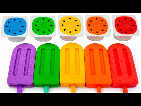 Oddly Satisfying Video l How To Make Rainbow Ice Cream with Mixing Beads & Kinetic Sand Cutting ASMR