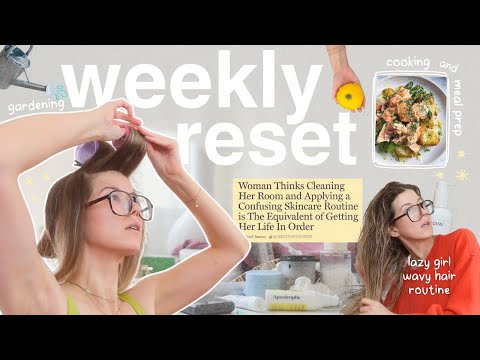 weekly reset: meal prep, cleaning, errands + lazy girl wavy hair routine