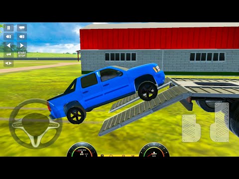 City Pickups Transportation - Big Blue Semi Truck Driving Simulation #6 - Android Gameplay